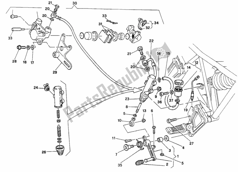 All parts for the Rear Brake System M 002306-016055 of the Ducati Supersport 900 SS 1996